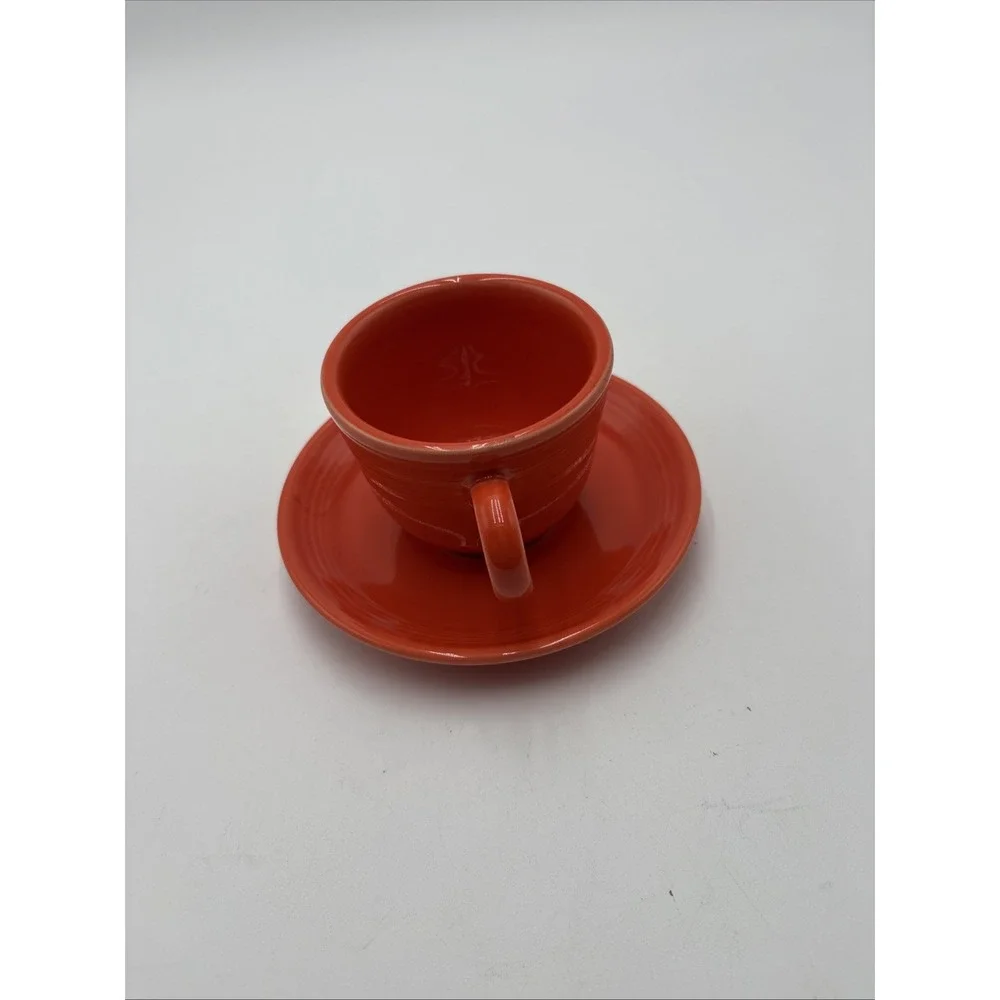 Fiestaware Coffee Tea Cup & Saucer Homer‎ Laughlin Co HLC USA Orange With Lead